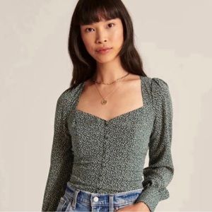 Abercrombie & Fitch Dark Green Patterned Blouse